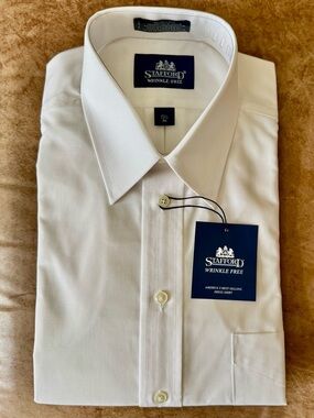 Stafford Wrinkle-Free Long Sleeve Dress Shirt - White 15.5 34/35 - NWT